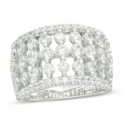 2-1/4 Cttw Diamond Multi-Row Ring in 14K White Gold (1.75 Cttw, Color : I, Clarity : I2)