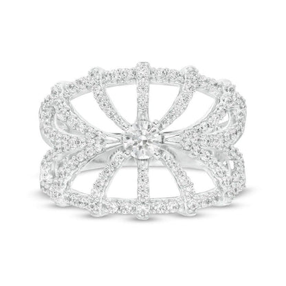 3/4 Cttw Diamond Web Ring in 10K White Gold (0.75 Cttw, Color : J, Clarity : I2)