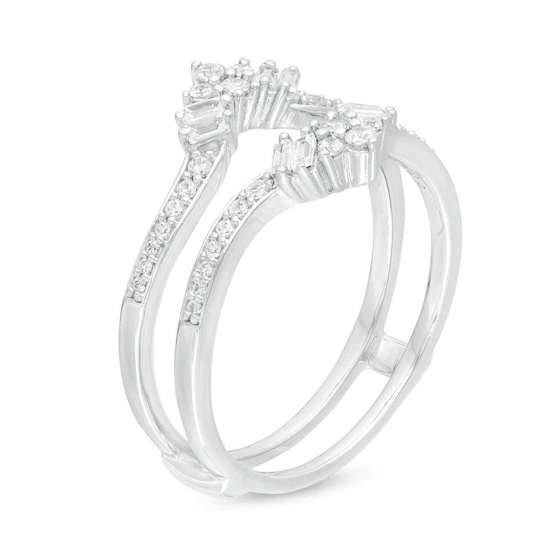 3/8 Cttw Diamond Crown Solitaire Enhancer Wrap Ring in 14K White Gold (0.38 Cttw, Color : I, Clarity : I2)