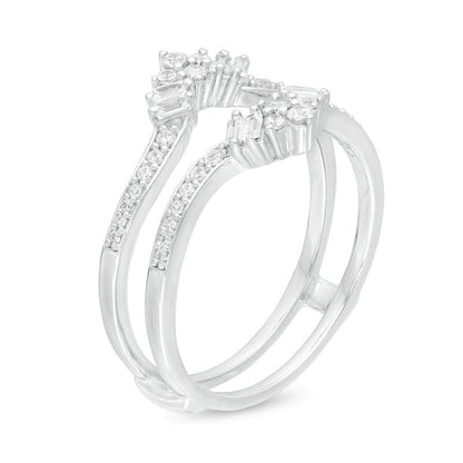 3/8 Cttw Diamond Crown Solitaire Enhancer Wrap Ring in 14K White Gold (0.38 Cttw, Color : I, Clarity : I2)