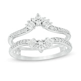 3/8 Cttw Diamond Crown Solitaire Enhancer Wrap Ring in 14K White Gold (0.38 Cttw, Color : I, Clarity : I2)