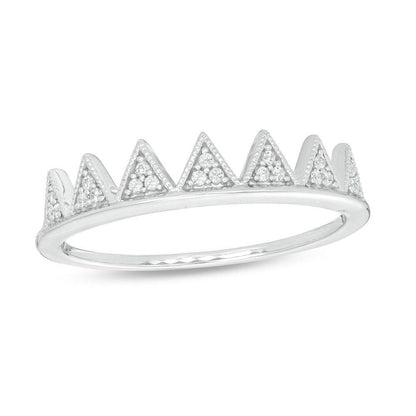 1/20 Cttw Diamond Spike Ring in 10K White Gold (0.05 Cttw, Color : I, Clarity : I2)