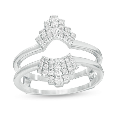 1/3 Cttw Diamond Art Deco Vintage-Style Solitaire Enhancer Wrap Ring in 14K White Gold (0.33 Cttw, Color : I, Clarity : I2)
