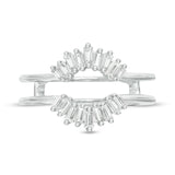 3/8 Cttw Baguette Diamond Sunburst Solitaire Enhancer Wrap Ring in 14K White Gold (0.38 Cttw, Color : I, Clarity : I2)