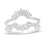 3/8 Cttw Baguette Diamond Sunburst Solitaire Enhancer Wrap Ring in 14K White Gold (0.38 Cttw, Color : I, Clarity : I2)