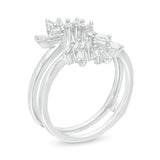 1/2 Cttw Baguette Diamond Scatter Crown Solitaire Enhancer Wrap Ring in 14K White Gold (0.5 Cttw, Color : I, Clarity : I2)