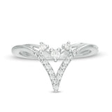 1/5 Cttw Diamond Double Chevron Solitaire Enhancer Wrap Ring in 14K White Gold (0.2 Cttw, Color : I, Clarity : I2)