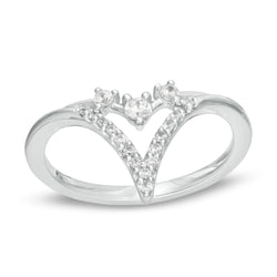 1/5 Cttw Diamond Double Chevron Solitaire Enhancer Wrap Ring in 14K White Gold (0.2 Cttw, Color : I, Clarity : I2)