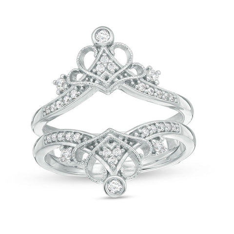 1/4 Cttw Diamond Vintage-Style Crown Ring Solitaire Enhancer Wrap Ring in 14K White Gold (0.25 Cttw, Color : I, Clarity : I2)