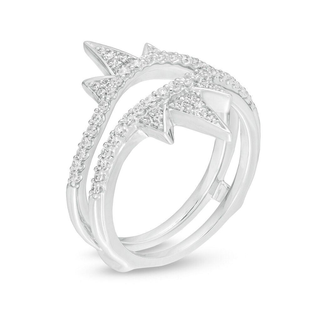 3/8 Cttw Diamond Spike Solitaire Enhancer Wrap Ring in 14K White Gold (0.38 Cttw, Color : I, Clarity : I2)