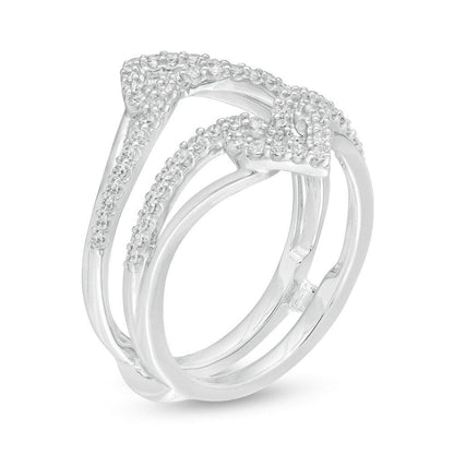 3/8 Cttw Diamond Chevron Split Shank Solitaire Enhancer Wrap Ring in 14K White Gold (0.38 Cttw, Color : I, Clarity : I2)