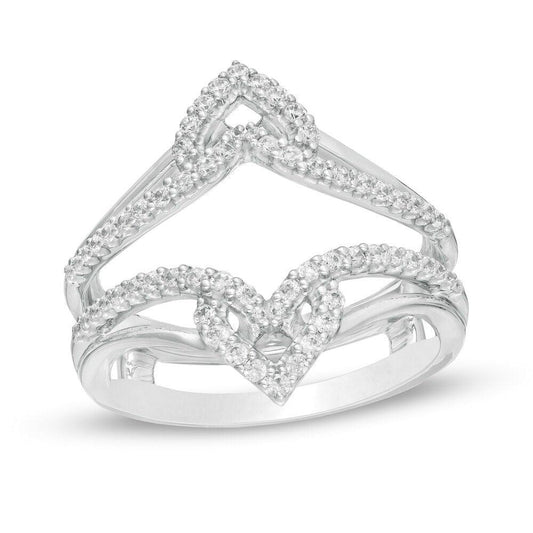 3/8 Cttw Diamond Chevron Split Shank Solitaire Enhancer Wrap Ring in 14K White Gold (0.38 Cttw, Color : I, Clarity : I2)