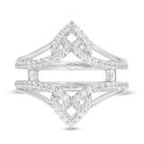 3/8 Cttw Diamond Chevron Split Shank Solitaire Enhancer Wrap Ring in 14K White Gold (0.38 Cttw, Color : I, Clarity : I2)
