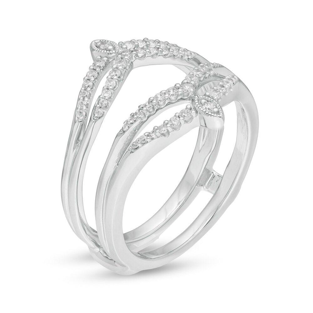 1/4 Cttw Diamond Tiara Split Shank Solitaire Enhancer Wrap Ring in 14K White Gold (0.25 Cttw, Color : I, Clarity : I2)