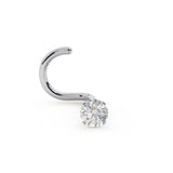 Diamond Nose Stud With Twist Back IGI Certified 14K Gold 20 Gauge / Diamond Nose Ring For Women/ 0.03Ct Diamond Color-I-J, Diamond Clarity- I2-I3/ 20g