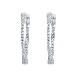 1/4 Cttw Diamond Inside-Out Triangle Hoop Earrings in 10K White Gold (0.25 Cttw, Color : I, Clarity : I2)