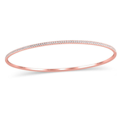 1/2 Cttw Diamond Line Bangle in 10K Rose Gold - 7.5" (0.5 Cttw, Color : J, Clarity : I3)