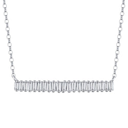 1/4 Cttw Baguette Diamond Bar Necklace in 10K White Gold (0.25 Cttw, Color : I, Clarity : I2)