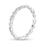 1/5 Cttw Diamond Marquise and Circle Alternating Vintage-Style Eternity Anniversary Band in 10K White Gold (0.2 Ct, I-I2)