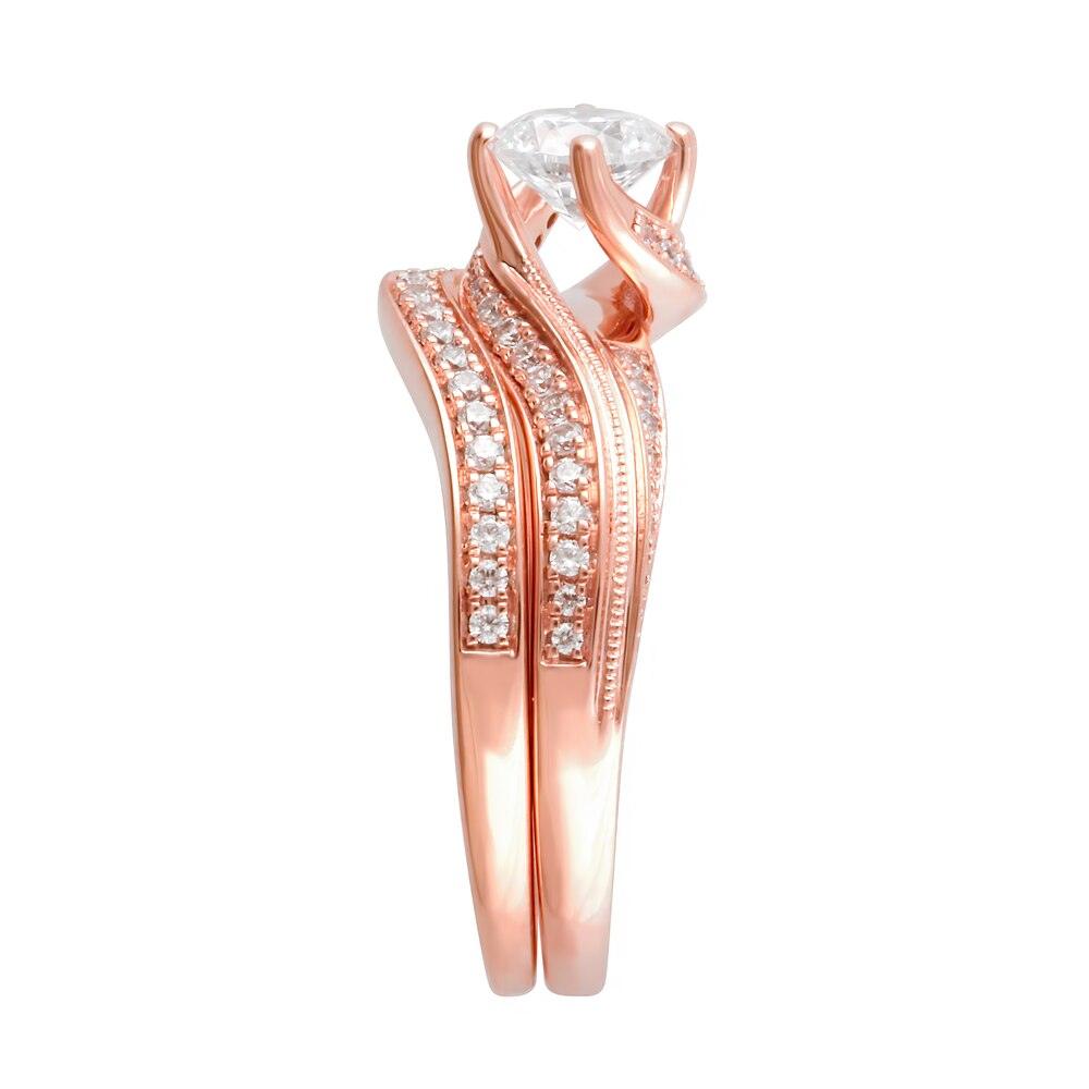 1 Cttw Diamond Bypass Vintage-Style Bridal Set in 14K Rose Gold (1 Ct, I-I2)