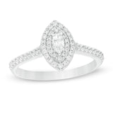 1/2 Cttw Oval Diamond Double Frame Engagement Ring in 10K White Gold (0.5 Ct, I-I2)