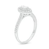1/2 Cttw Oval Diamond Double Frame Engagement Ring in 10K White Gold (0.5 Ct, I-I2)