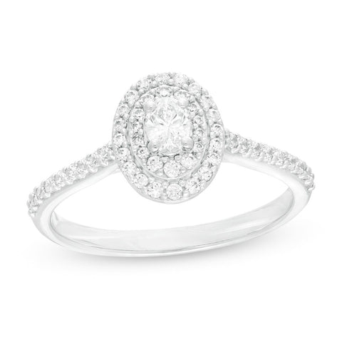 1/2 Cttw Composite Diamond Double Starburst Frame Engagement Ring in 10K Rose Gold (0.5 Ct, I-I2)