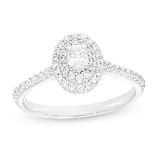 1/2 Cttw Composite Diamond Double Starburst Frame Engagement Ring in 10K Gold (0.5 Ct, I-I2)