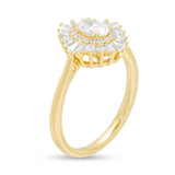 1 Cttw Diamond Double Row Crown Solitaire Enhancer Ring Wrap in 14K Yellow Gold (1 Ct, I-I2)