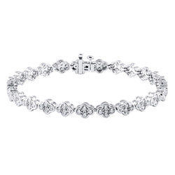 4-1/4 Cttw Diamond Alternating Hearts Line Bracelet in 10K White Gold - 7.5" (3.75 Ct, I-I3)