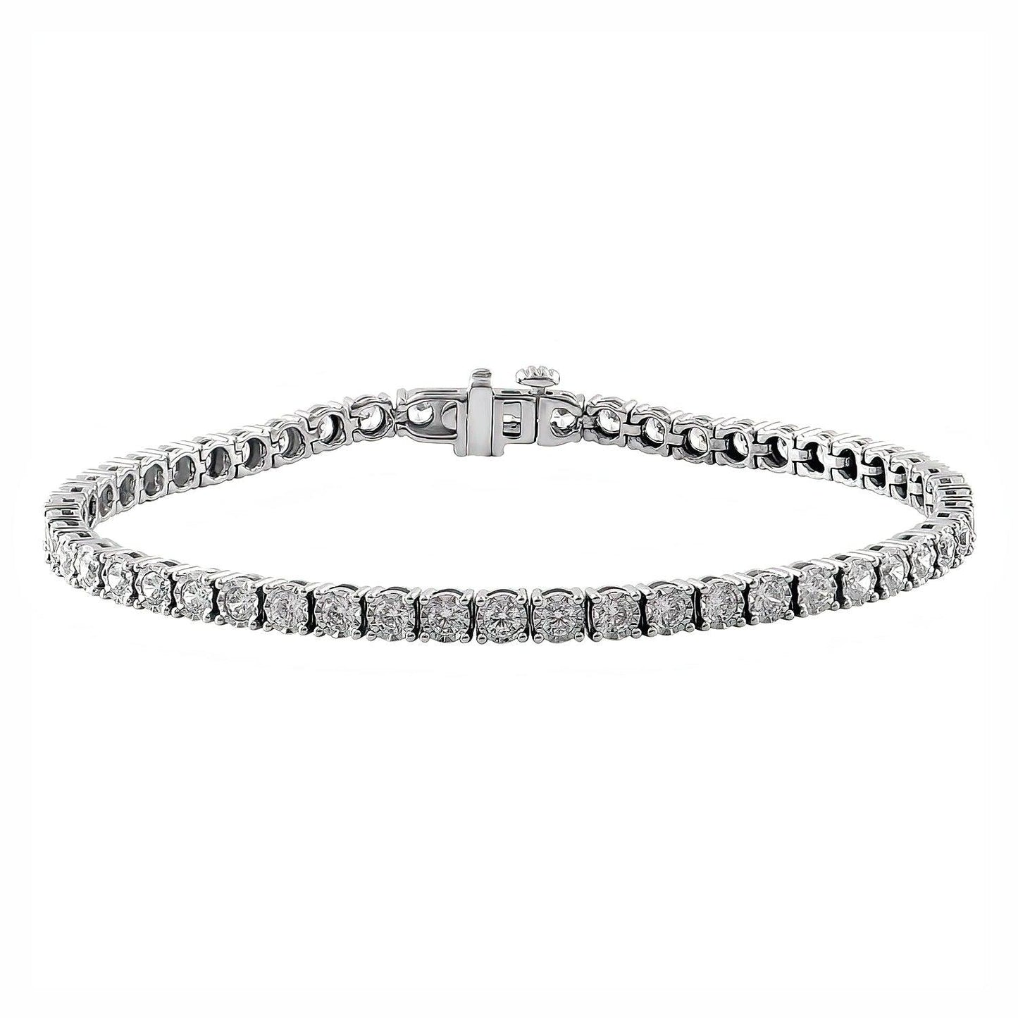 3 Carat Round White Diamond Ladies Tennis Bracelet In 14k White Gold