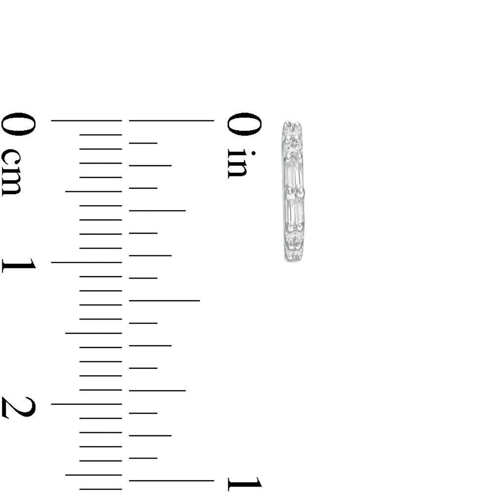 1/8 Cttw Baguette and Round Diamond Hoop Earrings in 10K White Gold (0.13 Ct, I-I3)