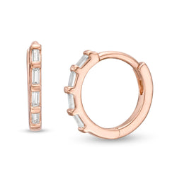 1/10 Cttw Baguette Diamond Hoop Earrings in 10K Rose Gold (0.1 Ct, I-I3)
