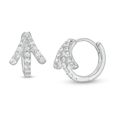 1/5 Cttw Diamond Arrow Hoop Earrings in 10K White Gold (0.2 Ct, J-I3)