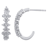 3/4 Cttw Diamond Floral J-Hoop Earrings in 10K White Gold (0.75 Ct, I-I3)