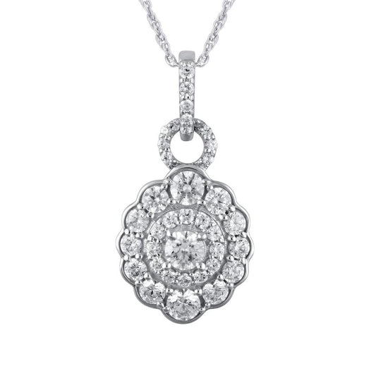 3/4 Cttw Diamond Double Frame Doorknocker Pendant in 10K White Gold (0.75 Ct, I-I3)