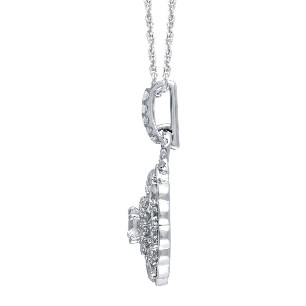 3/4 Cttw Diamond Double Frame Doorknocker Pendant in 10K White Gold (0.75 Ct, I-I3)