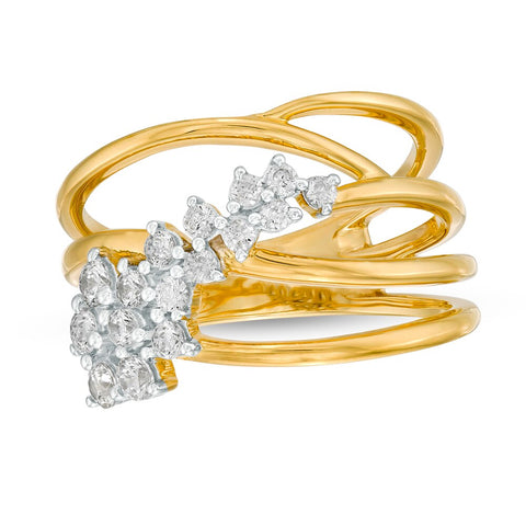 1/2 Cttw Diamond Scattered Multi-Row Ring in 10K Gold (0.5 Ct, I-I3)