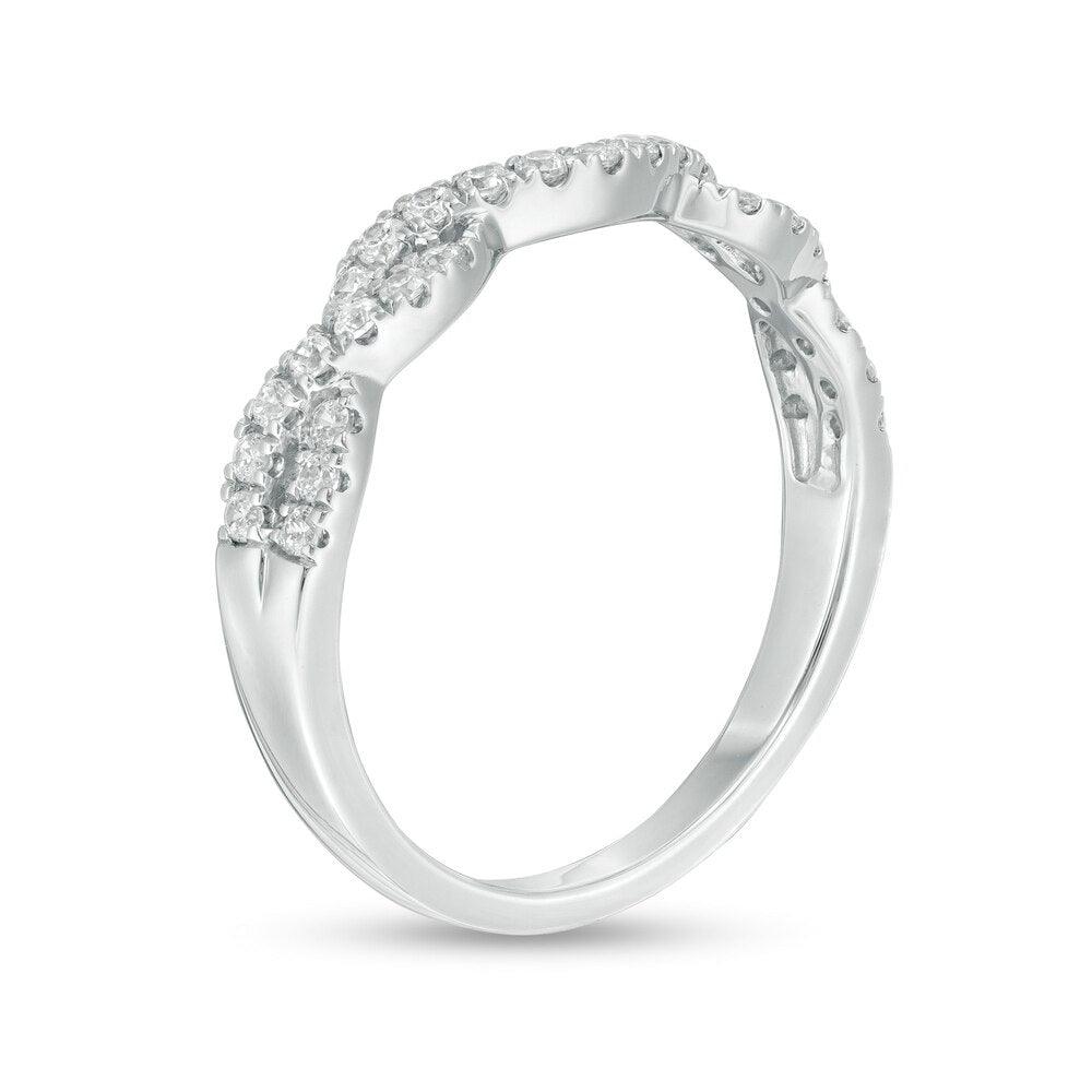 1/3 Cttw Diamond Twist Contour Band in 14K White Gold (0.33 Ct, I-I2)