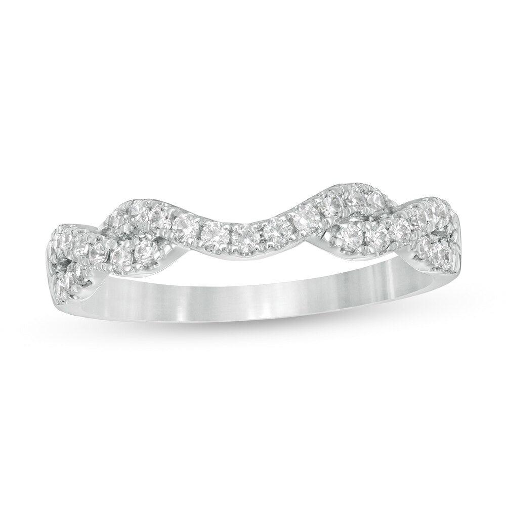 1/3 Cttw Diamond Twist Contour Band in 14K White Gold (0.33 Ct, I-I2)