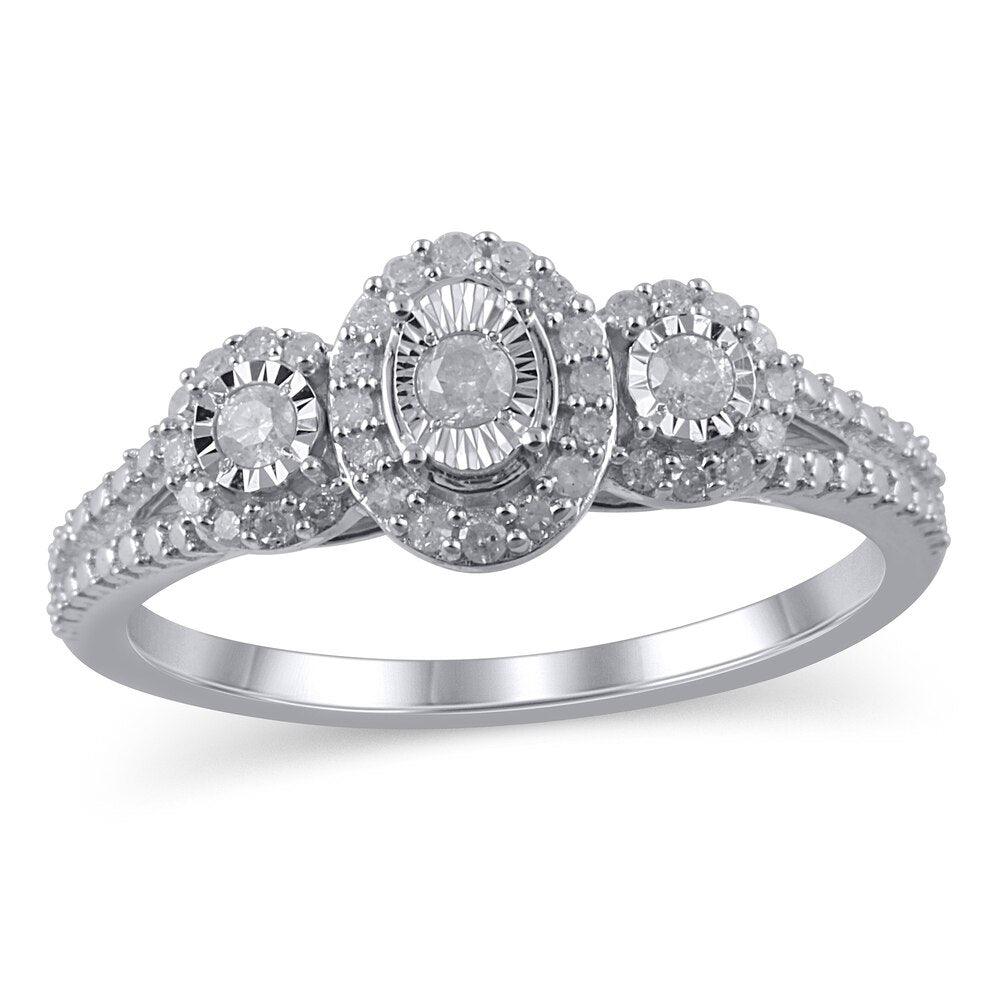 1/4 Cttw Diamond Three Stone Promise Ring in 10K White Gold (0.25 Ct, I-I3)