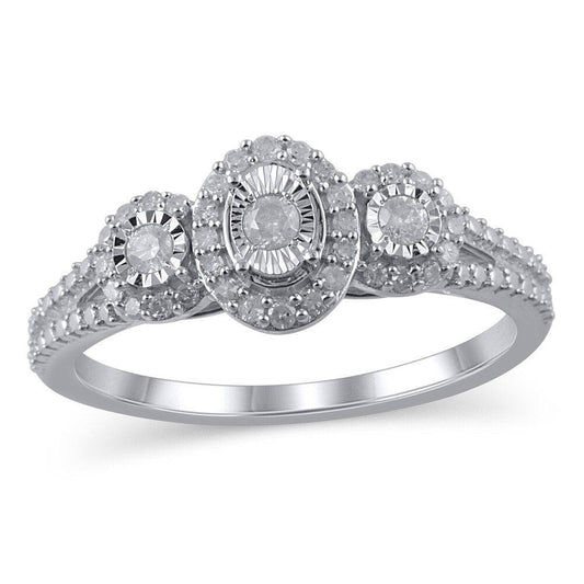 1/4 Cttw Diamond Three Stone Promise Ring in 10K White Gold (0.25 Ct, I-I3)