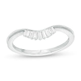 1/6 Cttw Baguette Diamond Chevron Vintage-Style Anniversary Band in 14K White Gold (0.17 Ct, I-I3)