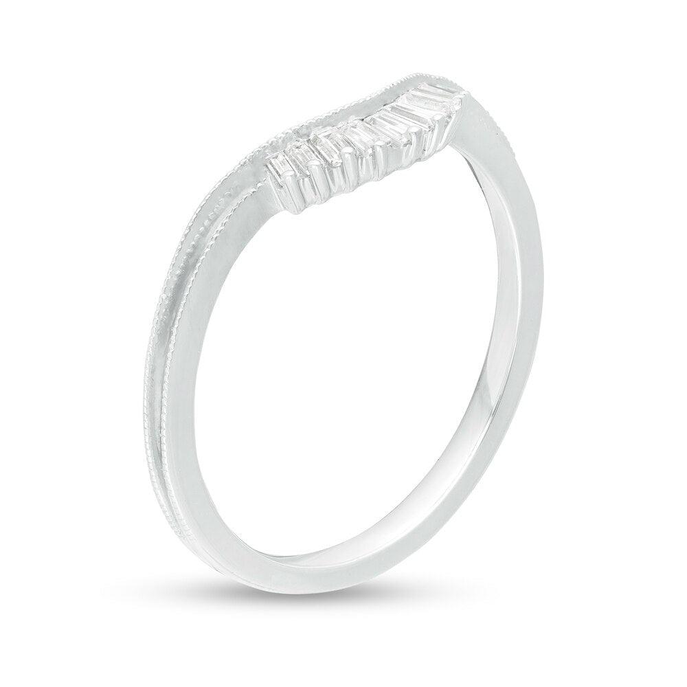 1/6 Cttw Baguette Diamond Chevron Vintage-Style Anniversary Band in 14K White Gold (0.17 Ct, I-I3)