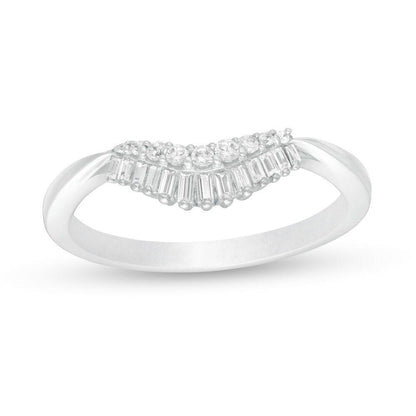 1/5 Cttw Diamond Double Row Contour Anniversary Band in 14K White Gold (0.2 Ct, I-I2)