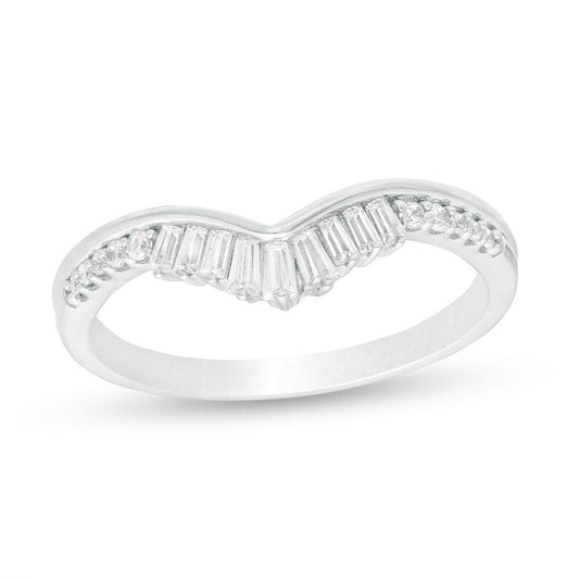 1/4 Cttw Diamond Chevron Anniversary Band in 14K White Gold (0.25 Ct, I-I2)