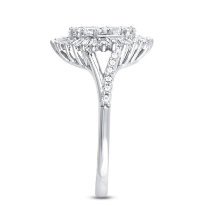 1 Cttw Composite Oval Diamond Starburst Frame Split Shank Ring in 10K White Gold (1 Ct, I-I3)