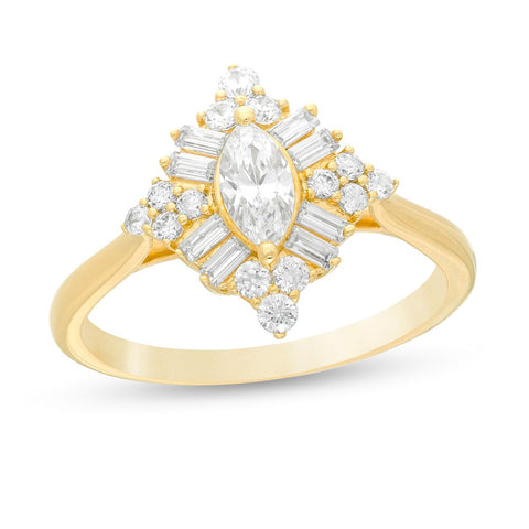 1 Cttw Marquise Diamond Starburst Frame Engagement Ring in 14K Gold (1 Ct, I-I2)