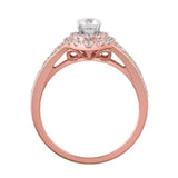 1 Cttw Diamond Double Oval Frame Engagement Ring in 14K Rose Gold (1 Ct, I-I2)