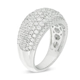 1-5/8 Cttw Composite Diamond Multi-Row Dome Ring in 14K White Gold (0.38 Ct, I-I2)